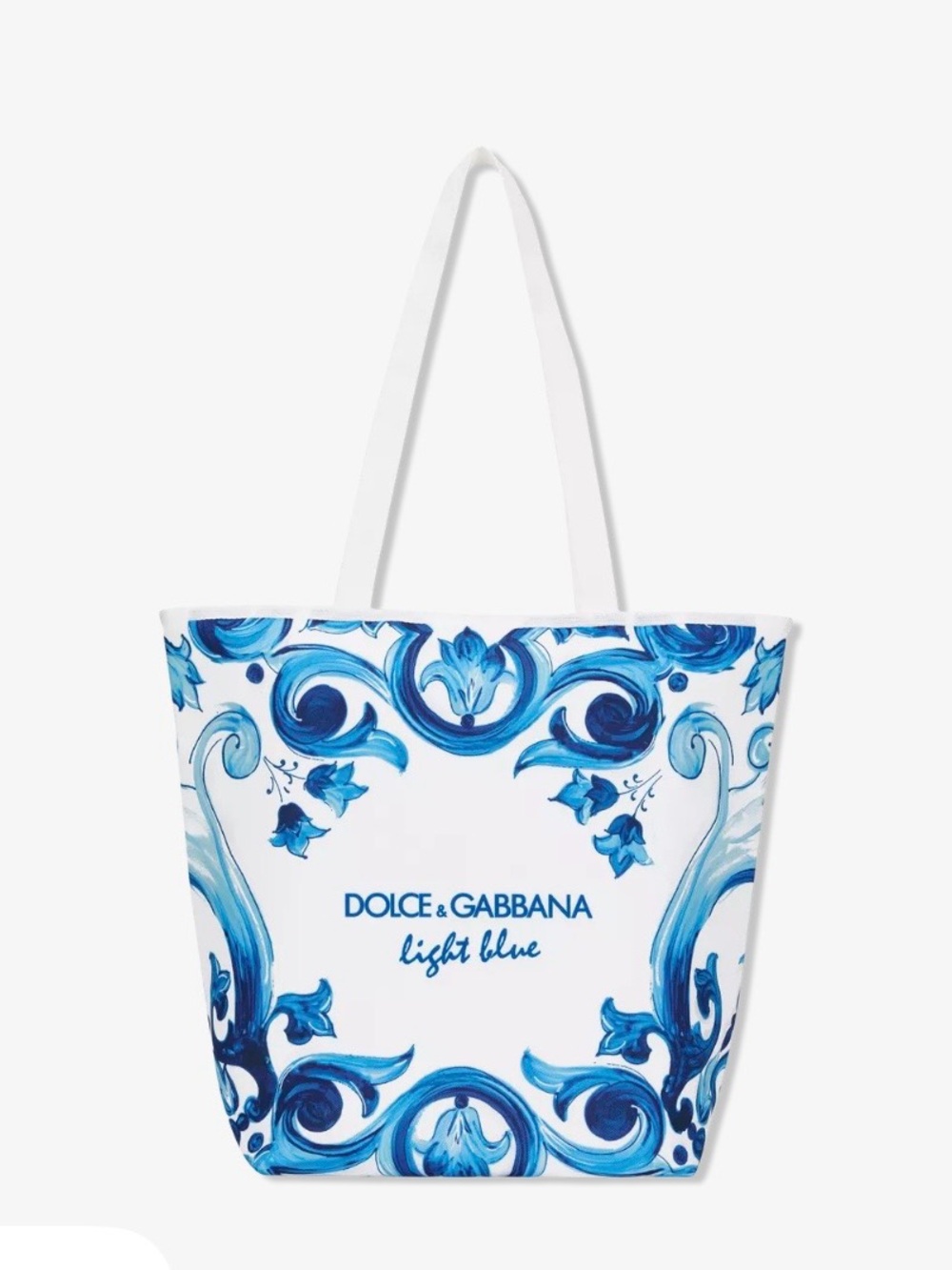 Dolce & Gabbana White and Light Blue Floral Scroll Insulated tote